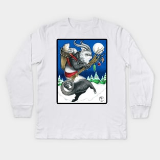 Ferret Krampus - Black Outlined Version Kids Long Sleeve T-Shirt